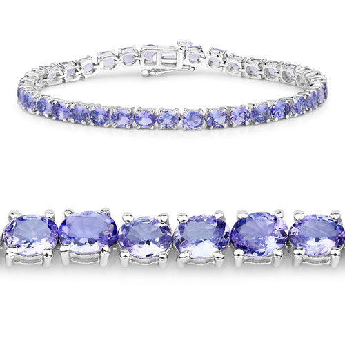 12.21 Carat Genuine Tanzanite .925 Sterling Silver Bracelet