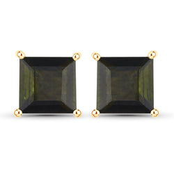 1.48 Carat Genuine Green Tourmaline 14K Yellow Gold Earrings