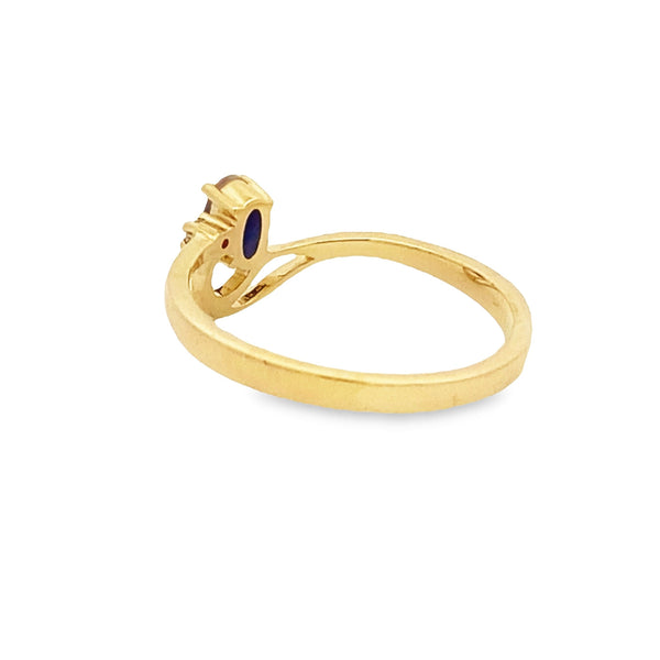 .02ct Created Sapphire Diamond Ring 10KT Yellow Gold