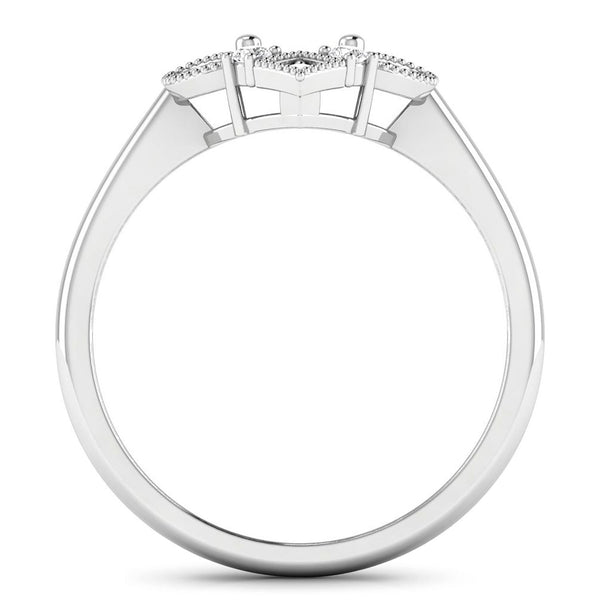 0.20 Carat Genuine White Diamond 14K White Gold Semi Mount Ring - holds 8x6mm Oval Gemstone