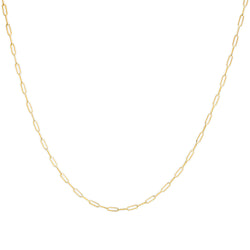 Solid 14K Yellow Gold 2.5mm Paperclip Chain Necklace Unisex 18" Inches