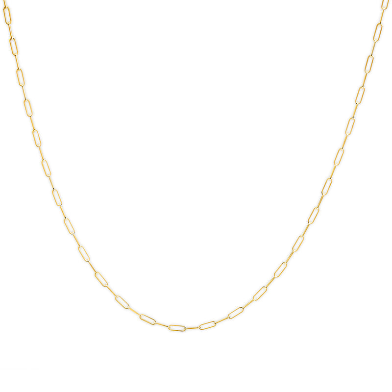 Solid 14K Yellow Gold 2.5mm Paperclip Chain Necklace Unisex 18" Inches