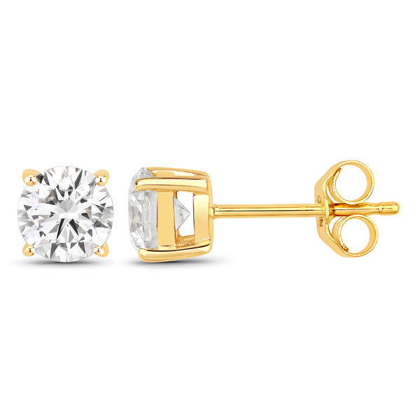 2.00 Carat Lab Grown Diamond 14K Yellow Gold Earrings