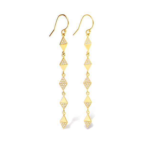 14K Yellow Gold 1/3 Cttw Diamond Studded Kite Drop and Dangle Earrings (H-I Color, SI2-I1 Clarity)