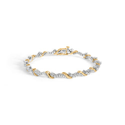 10K Yellow and White Gold 2.00 Cttw Diamond "S" Link 7" Bracelet (H-I Color, I2-I3 Clarity)