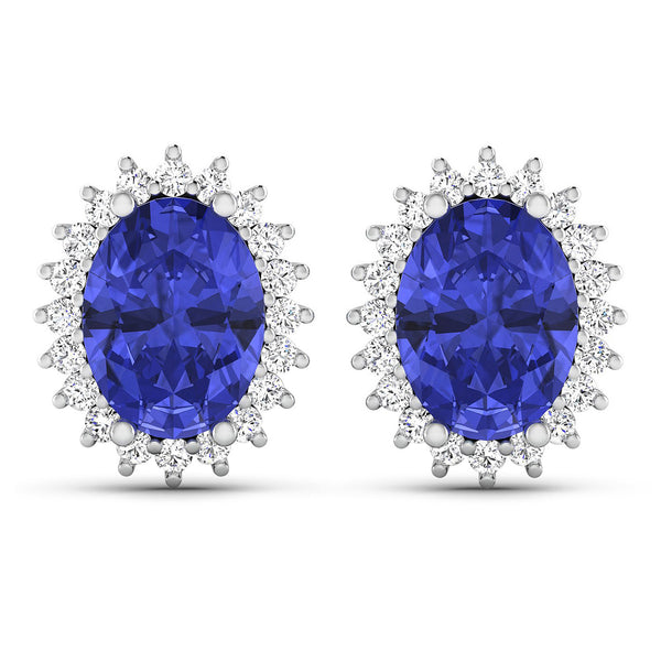 2.56 Carat Genuine Tanzanite and White Diamond 14K White Gold Earrings