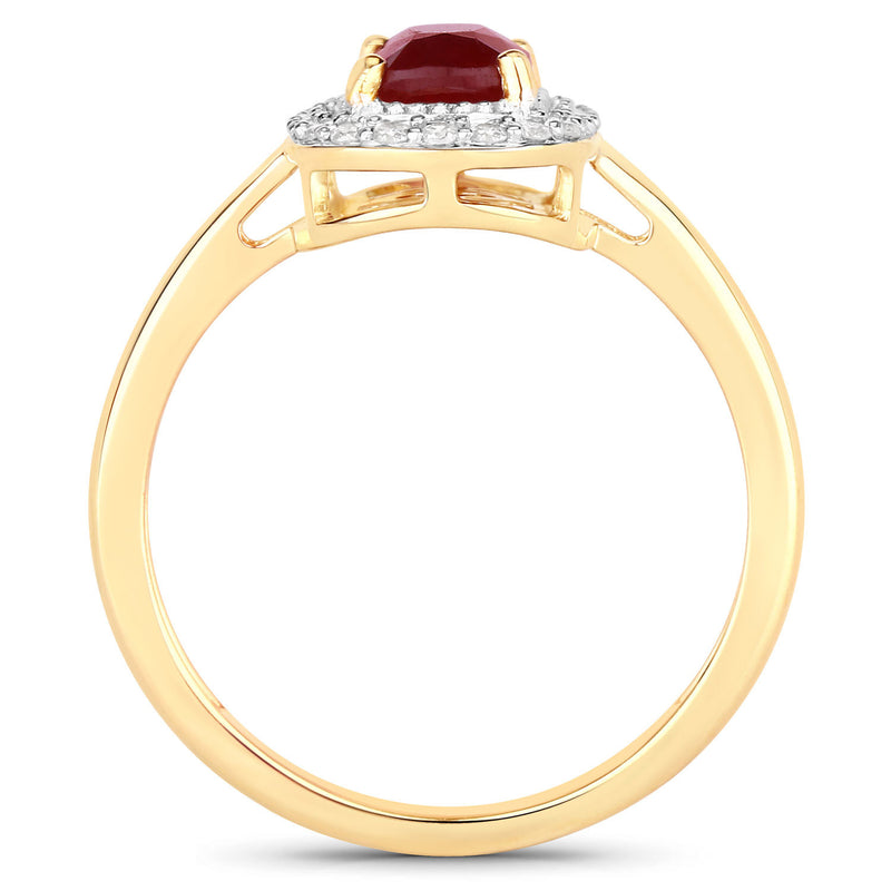 2.30 Carat Genuine Ruby and White Diamond 14K Yellow Gold Ring