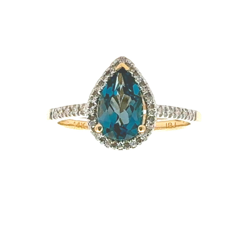 1.13ct London Blue Topaz Diamond Ring 14KT Yellow Gold