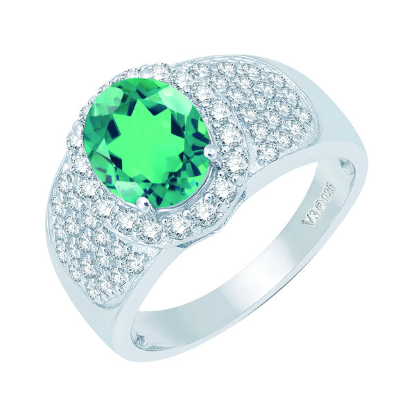 V3 Jewelry Paraiba Tourmaline & White Topaz Halo Ring