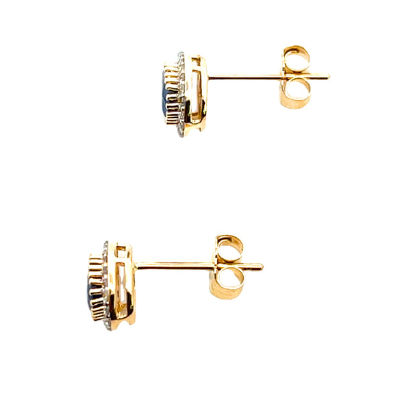 .57ct Sapphire Diamond Stud Earrings 14KT Yellow Gold