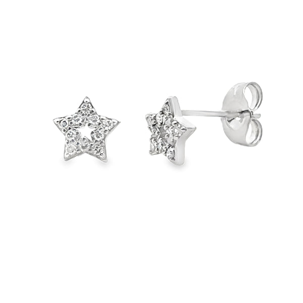 Natural .05ct Diamond Earrings 14KT White Gold