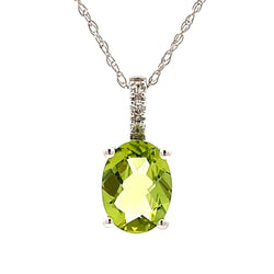 1.13ct Peridot Diamond Fashion Pendants 14KT White Gold