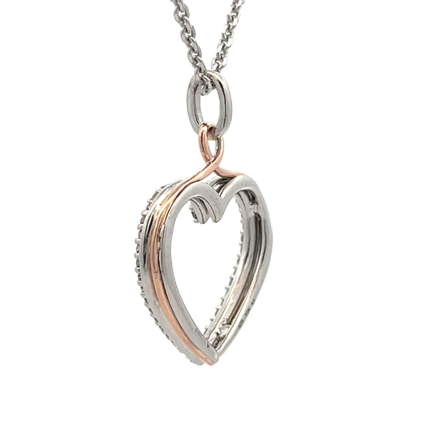 Diamond Heart Love Pendant Sterling Silver 10KT Gold