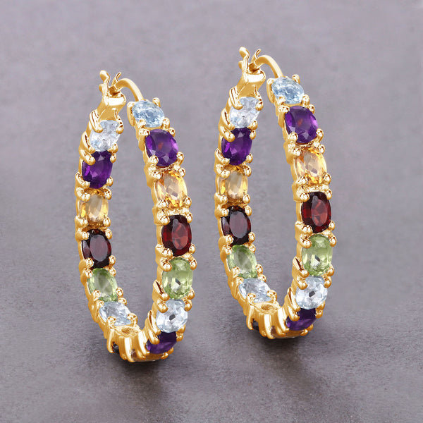 5.44 Carat Genuine Multi Stones .925 Sterling Silver Earrings