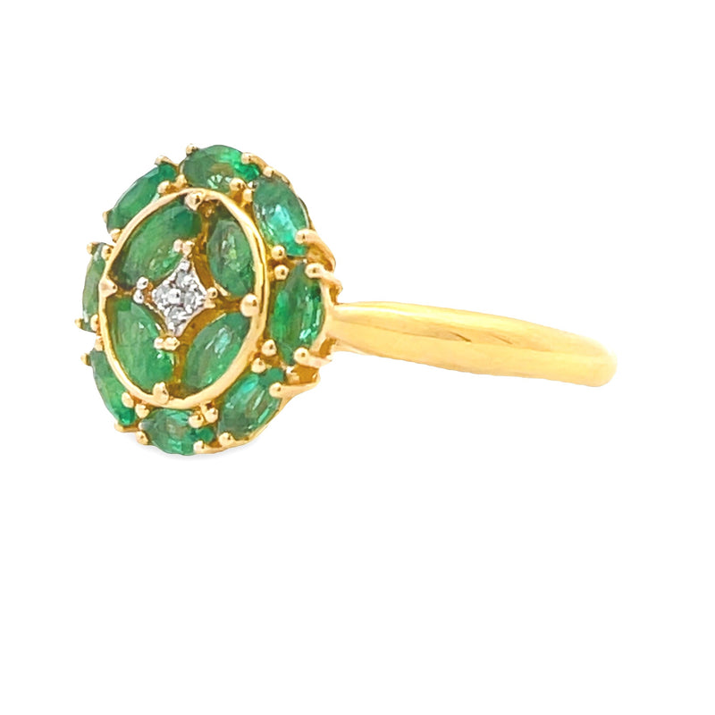 Genuine 1.13ct Emerald Diamond Ring 14KT Yellow Gold