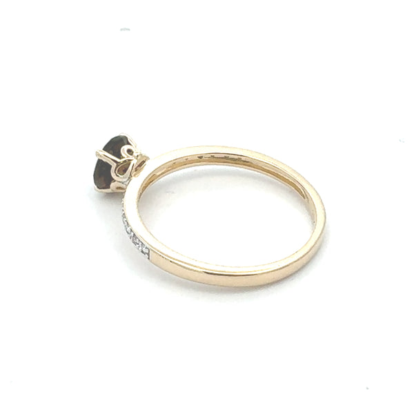 Natural .79ct Quartz Diamond Ring 10KT Yellow Gold