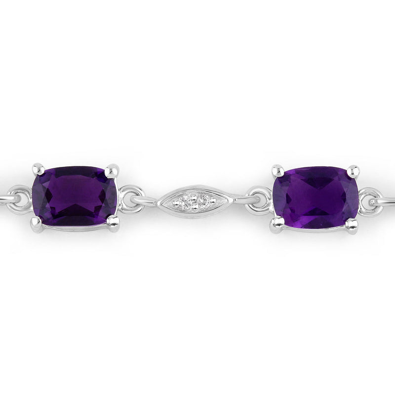 5.72 Carat Genuine Amethyst and White Topaz .925 Sterling Silver Bracelet