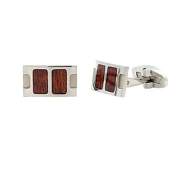 Natural Wood Mens Cufflinks Stainless Steel