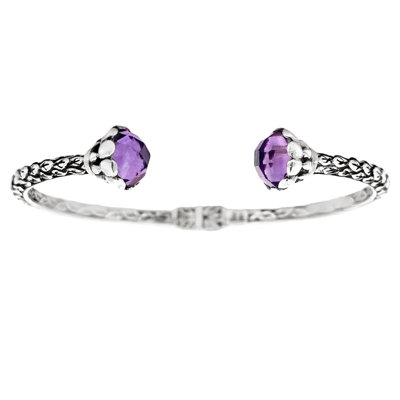 Amethyst Bangle Bracelet Sterling Silver 18KT Gold