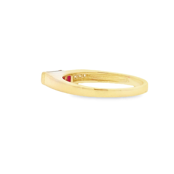 .06ct Created Ruby Diamond Ring 10KT Yellow Gold
