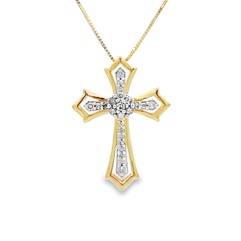 .17ct Diamond Cross Religious Pendant 10KT Yellow Gold