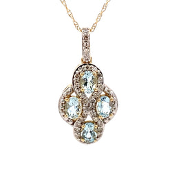 Aquamarine Diamond Fashion Pendants 10KT Yellow Gold