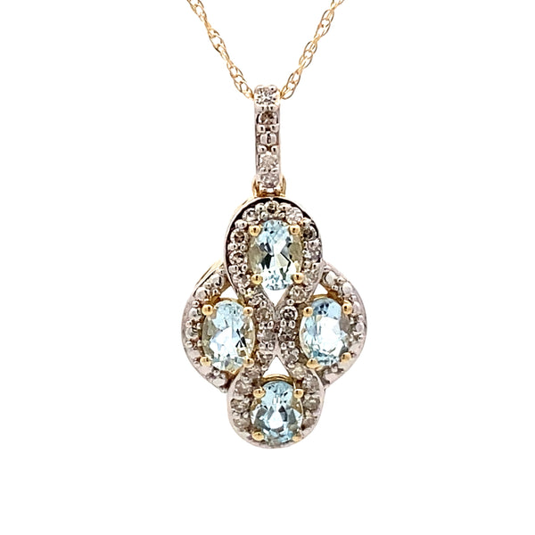 Aquamarine Diamond Fashion Pendants 10KT Yellow Gold