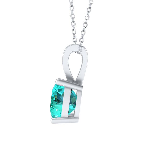 V3 Jewelry Paraiba Tourmaline Cushion Solitaire Pendant with 925 Sterling Silver