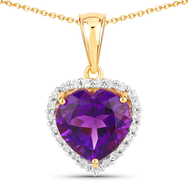 4.76 Carat Genuine Amethyst and White Topaz .925 Sterling Silver Pendant