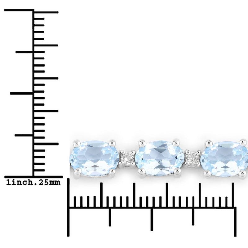 12.83 Carat Genuine Blue Topaz and White Topaz .925 Sterling Silver Bracelet