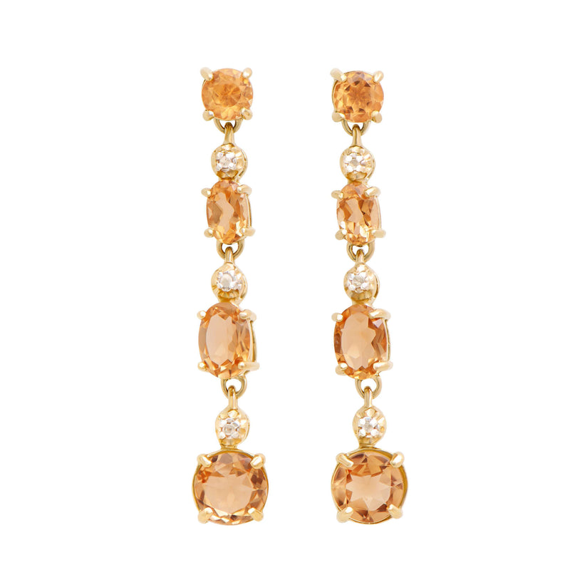 18k Yellow Gold Plated 925 Sterling Silver Citrine  0.06 Diamond Earrings for Women