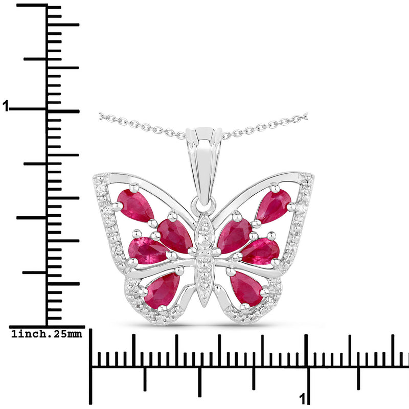 2.07 Carat Genuine Ruby and White Zircon .925 Sterling Silver Pendant