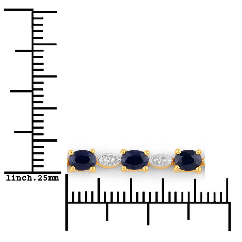 1.83 Carat Genuine Blue Sapphire and White Diamond .925 Sterling Silver Bracelet