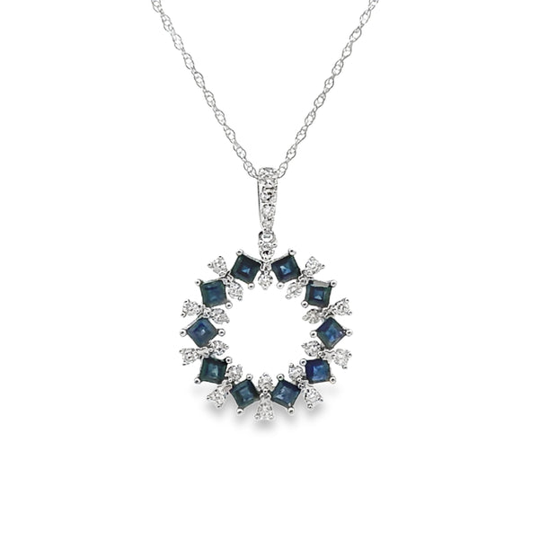 .73ct Sapphire Diamond Fashion Pendants 14KT White Gold