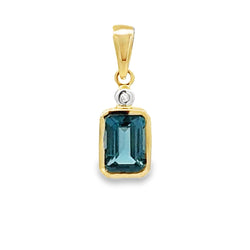 London Blue Topaz Fashion Pendants 10KT Yellow Gold