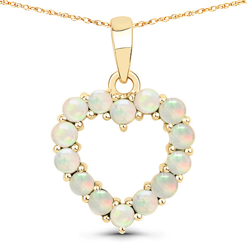 0.42 Carat Genuine Ethiopian Opal 10K Yellow Gold Pendant