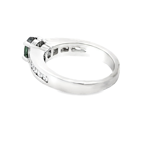 Genuine .78ct Alexanderite Diamond Ring 18KT White Gold