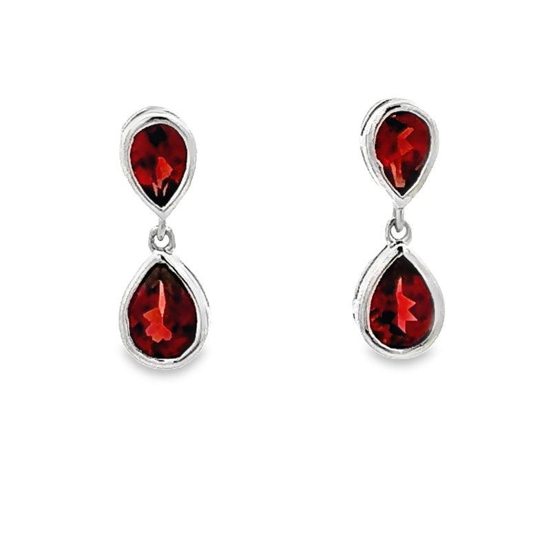 Genuine 2.55ct Garnet Dangle Earrings Sterling Silver