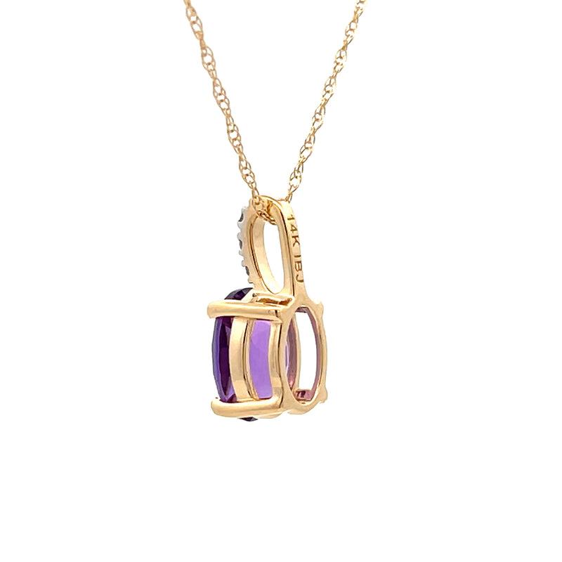 Amethyst Diamond Fashion Pendants 14KT Yellow Gold