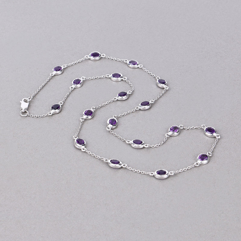 6.12 Carat Genuine Amethyst .925 Sterling Silver Necklace