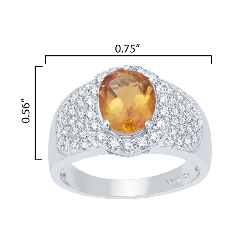V3 Jewelry Citrine & White Topaz Halo Ring
