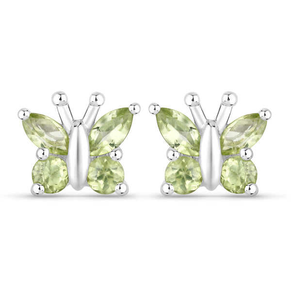 1.00 Carat Genuine Peridot .925 Sterling Silver Earrings