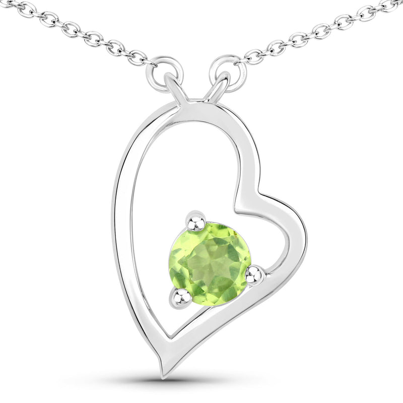 0.51 Carat Genuine Peridot .925 Sterling Silver Necklace