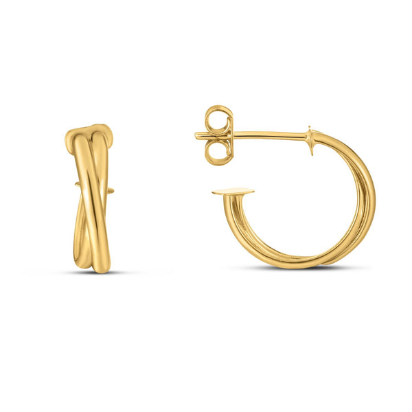 14k Yellow Gold Crossover Hoops