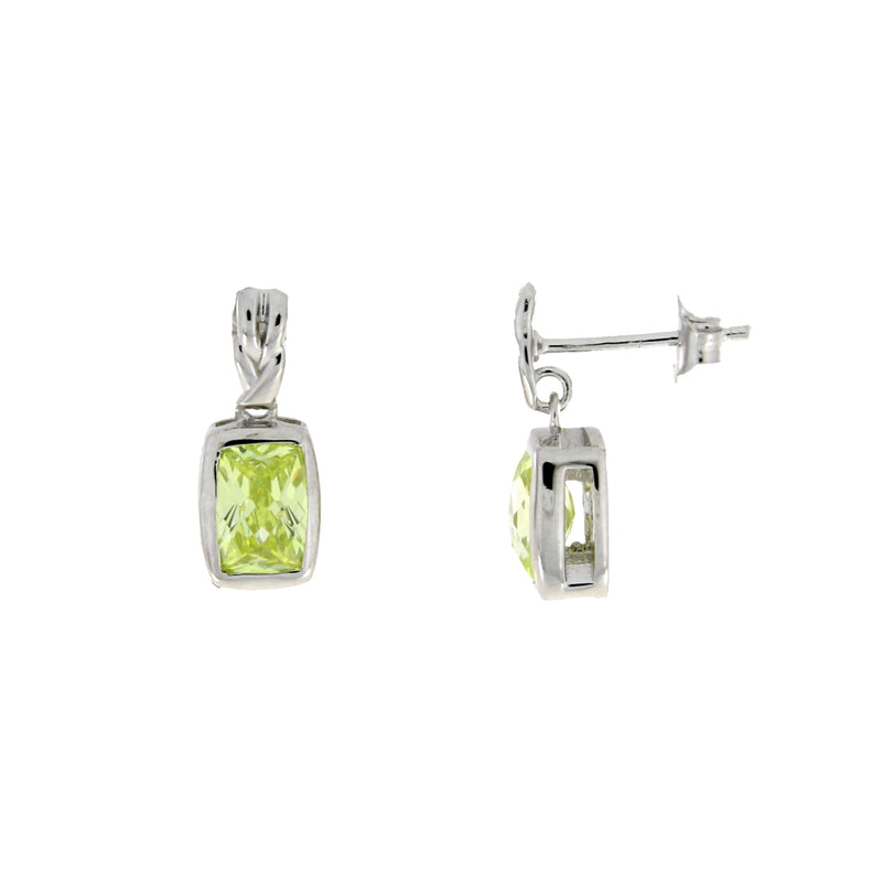 Natural Cubic Zirconium Dangle Earrings Sterling Silver