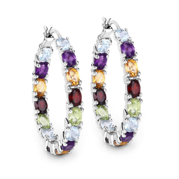 5.44 Carat Genuine Multi Stones .925 Sterling Silver Earrings