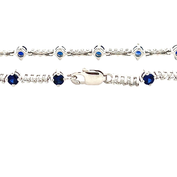 Created Sapphire Tennis Bracelet Sterling Silver