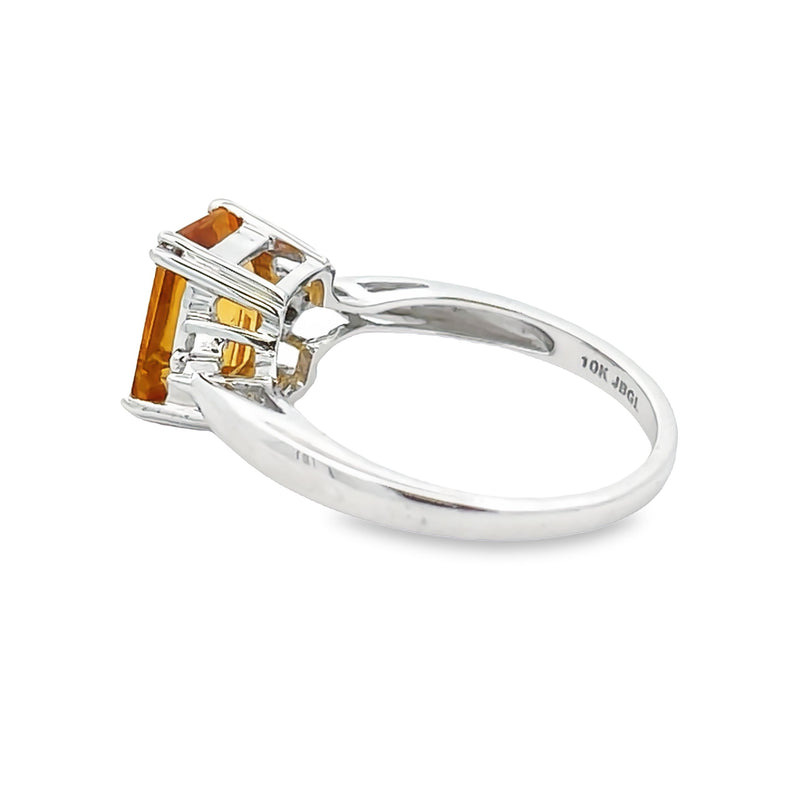 Natural 2.68ct Citrine Diamond Ring 10KT White Gold