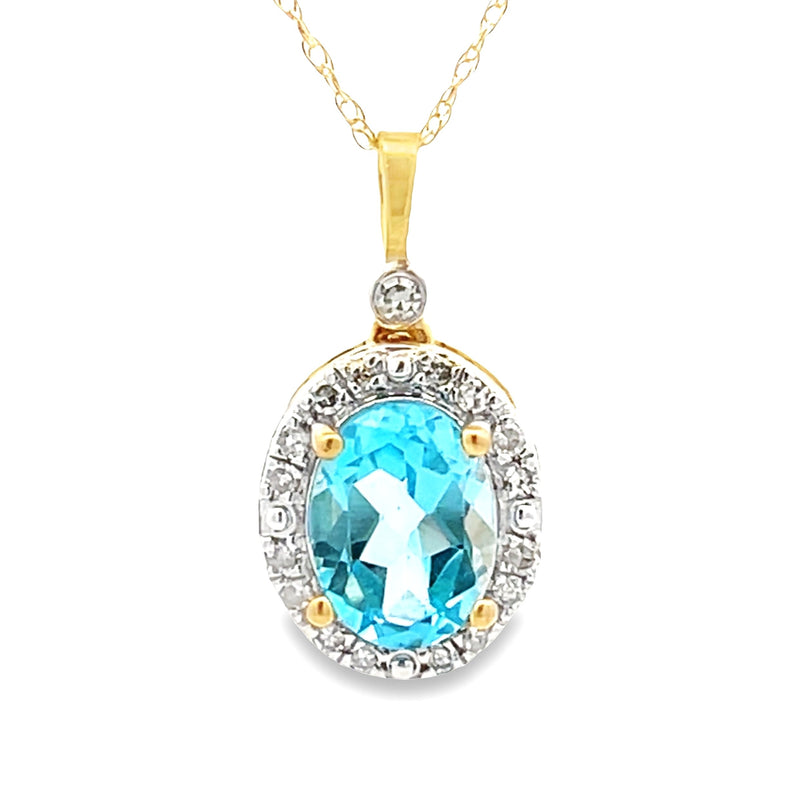 Blue Topaz Diamond Fashion Pendants 10KT Yellow Gold