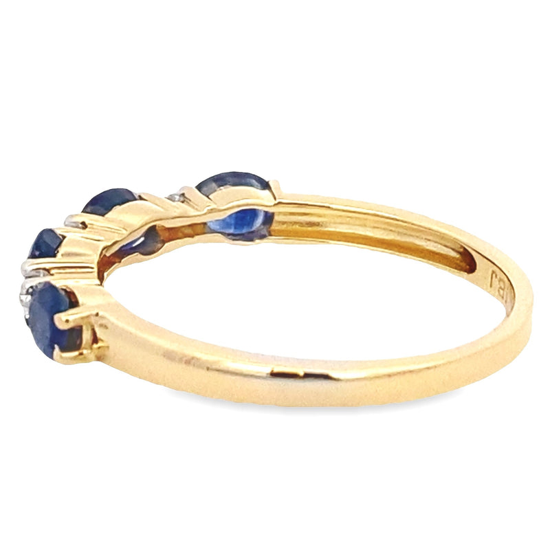 Sapphire Diamond Wedding Band Ring 14KT Yellow Gold